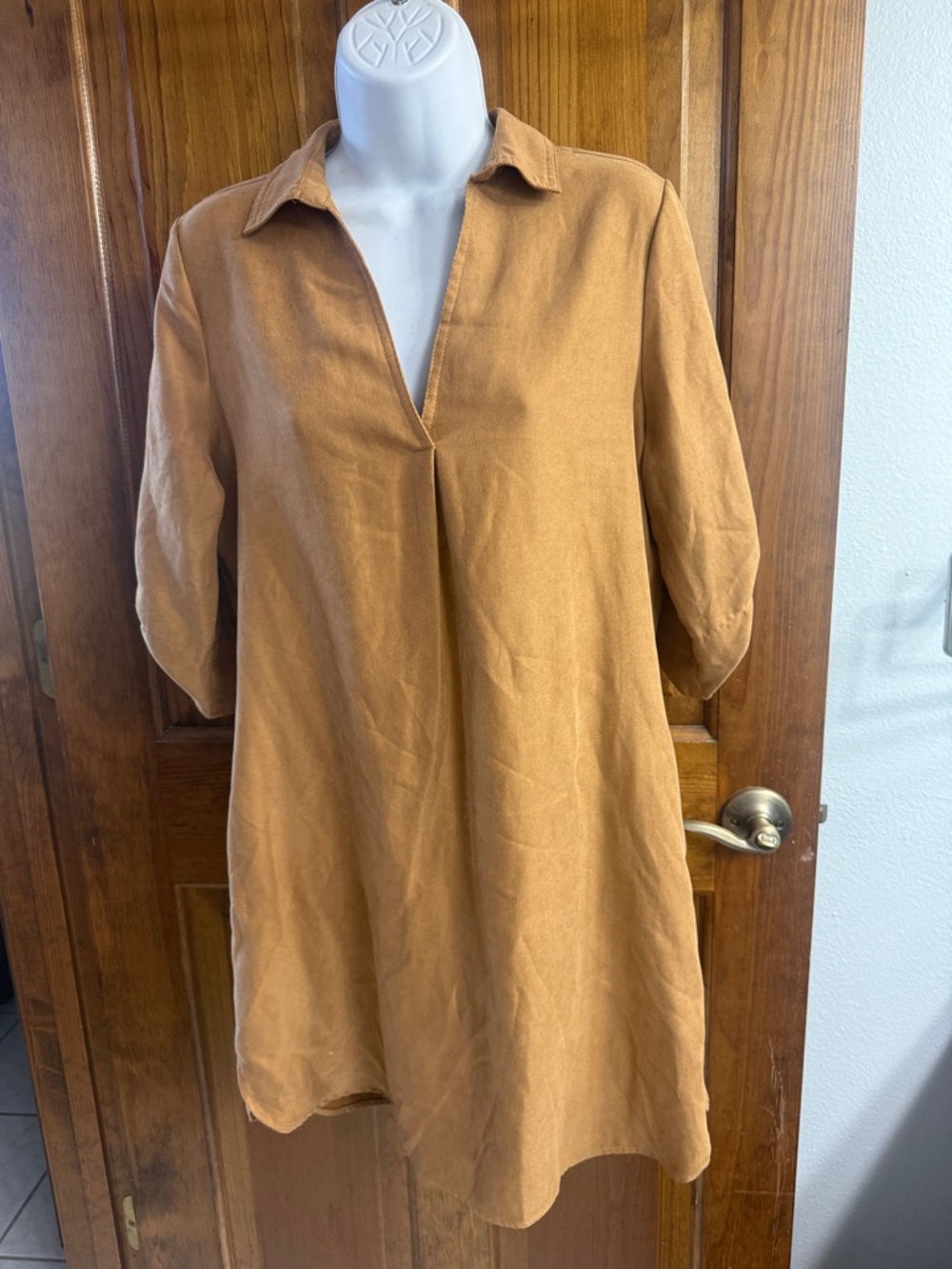 Women’s Midi Shirt Dress in Camel
